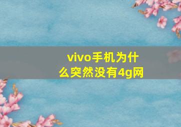 vivo手机为什么突然没有4g网