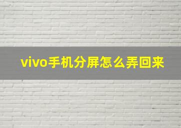 vivo手机分屏怎么弄回来