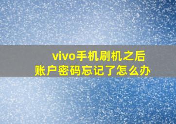 vivo手机刷机之后账户密码忘记了怎么办