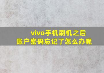 vivo手机刷机之后账户密码忘记了怎么办呢