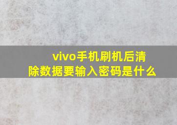 vivo手机刷机后清除数据要输入密码是什么