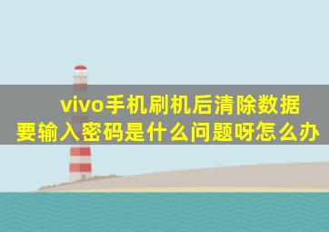 vivo手机刷机后清除数据要输入密码是什么问题呀怎么办