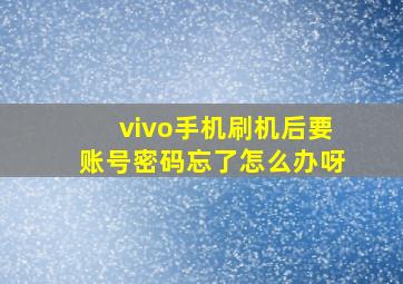 vivo手机刷机后要账号密码忘了怎么办呀