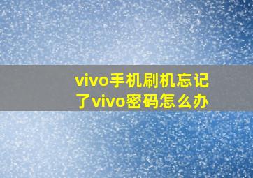 vivo手机刷机忘记了vivo密码怎么办