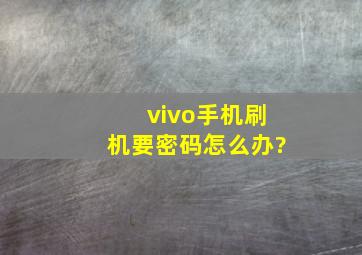 vivo手机刷机要密码怎么办?