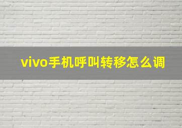 vivo手机呼叫转移怎么调