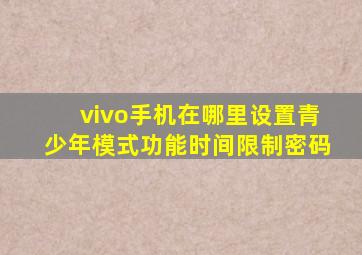 vivo手机在哪里设置青少年模式功能时间限制密码