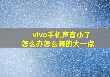 vivo手机声音小了怎么办怎么调的大一点