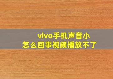 vivo手机声音小怎么回事视频播放不了