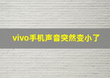 vivo手机声音突然变小了