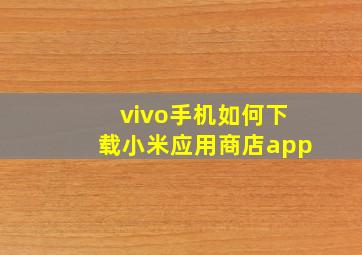 vivo手机如何下载小米应用商店app