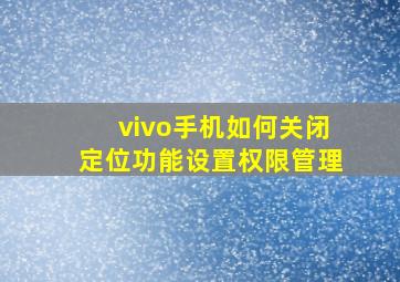 vivo手机如何关闭定位功能设置权限管理