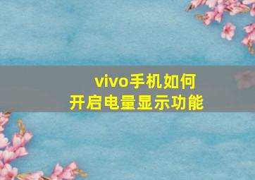 vivo手机如何开启电量显示功能