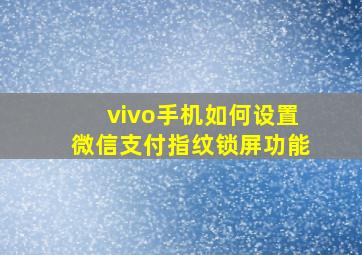 vivo手机如何设置微信支付指纹锁屏功能