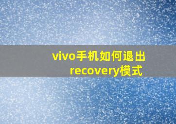 vivo手机如何退出recovery模式