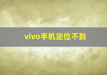 vivo手机定位不到