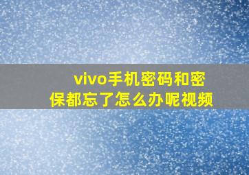 vivo手机密码和密保都忘了怎么办呢视频