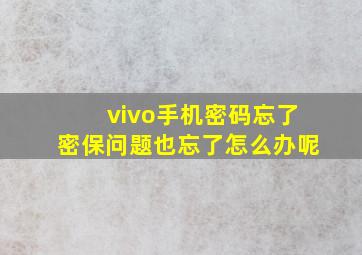 vivo手机密码忘了密保问题也忘了怎么办呢