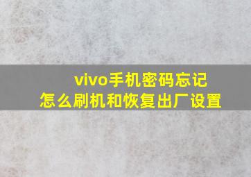 vivo手机密码忘记怎么刷机和恢复出厂设置