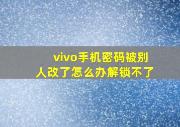 vivo手机密码被别人改了怎么办解锁不了