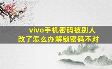 vivo手机密码被别人改了怎么办解锁密码不对