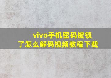 vivo手机密码被锁了怎么解码视频教程下载