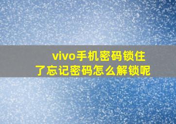 vivo手机密码锁住了忘记密码怎么解锁呢