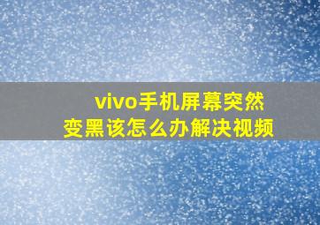 vivo手机屏幕突然变黑该怎么办解决视频