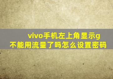 vivo手机左上角显示g不能用流量了吗怎么设置密码