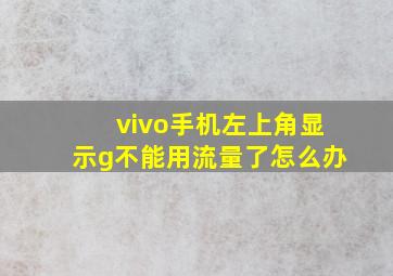 vivo手机左上角显示g不能用流量了怎么办