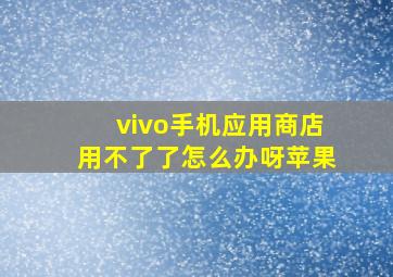 vivo手机应用商店用不了了怎么办呀苹果