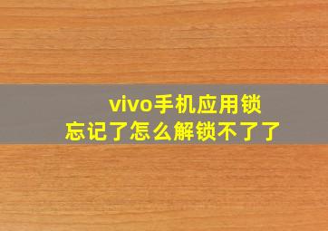 vivo手机应用锁忘记了怎么解锁不了了