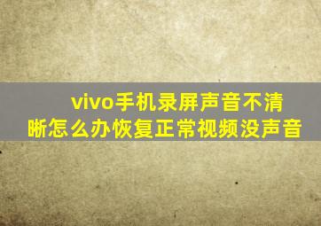 vivo手机录屏声音不清晰怎么办恢复正常视频没声音