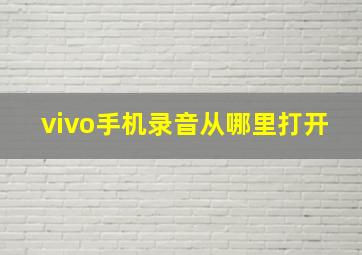 vivo手机录音从哪里打开