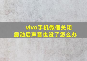 vivo手机微信关闭震动后声音也没了怎么办