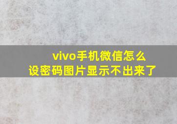 vivo手机微信怎么设密码图片显示不出来了