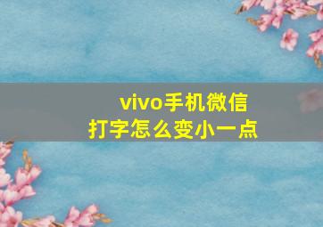 vivo手机微信打字怎么变小一点