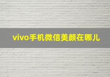 vivo手机微信美颜在哪儿