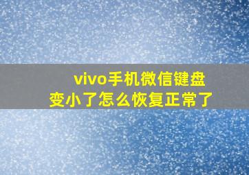 vivo手机微信键盘变小了怎么恢复正常了