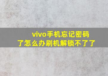 vivo手机忘记密码了怎么办刷机解锁不了了