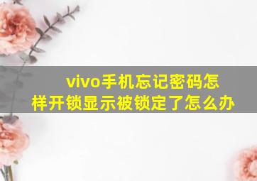 vivo手机忘记密码怎样开锁显示被锁定了怎么办