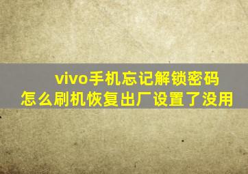 vivo手机忘记解锁密码怎么刷机恢复出厂设置了没用