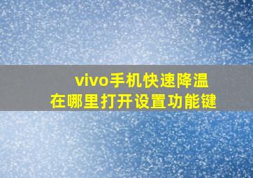 vivo手机快速降温在哪里打开设置功能键