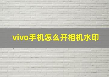 vivo手机怎么开相机水印