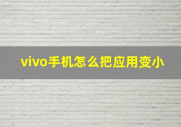 vivo手机怎么把应用变小