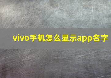 vivo手机怎么显示app名字