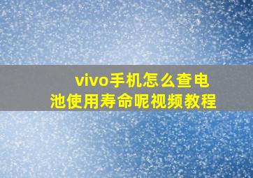 vivo手机怎么查电池使用寿命呢视频教程