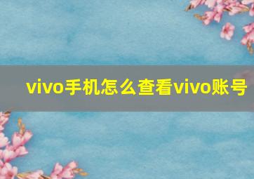 vivo手机怎么查看vivo账号