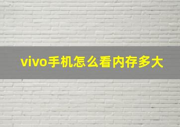 vivo手机怎么看内存多大