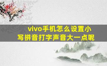 vivo手机怎么设置小写拼音打字声音大一点呢